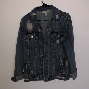Distressed jean jacket